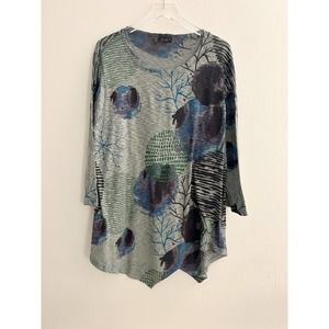 Stylish Gray and Blue Women's Blouse